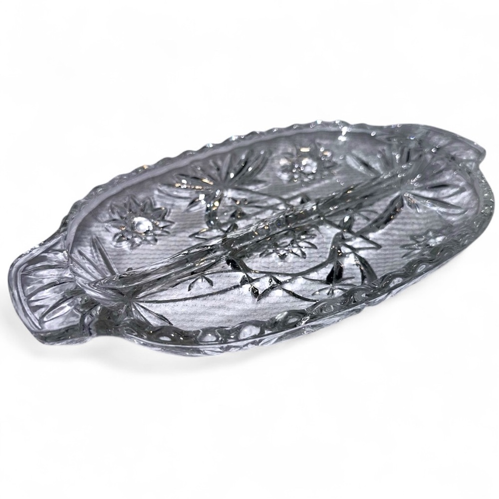 Anchor Hocking Divided Glass Relish Dish – Starburst & Daisy Pattern Vintage - Picture 7 of 7
